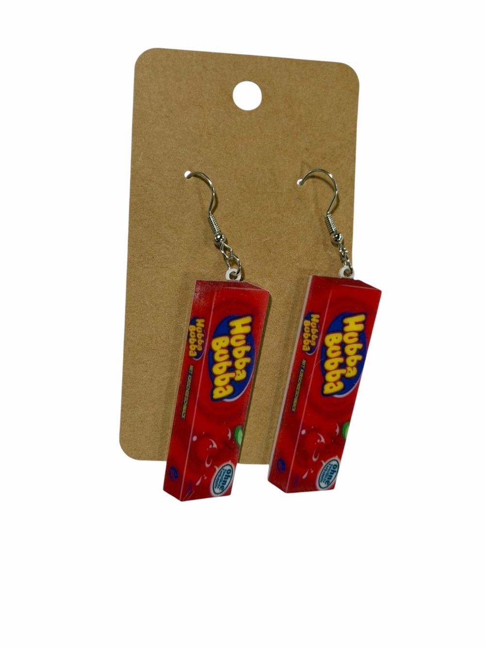 Red Bubble Gum Box Dangle Earrings - Playful Women’s Jewelry